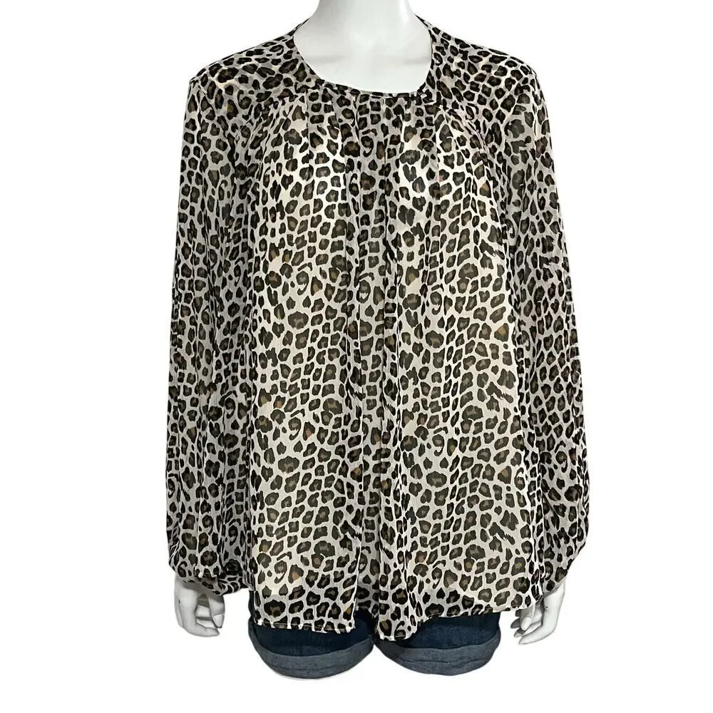 Maeve Leopard Print Pheasant Blouse Size 1X